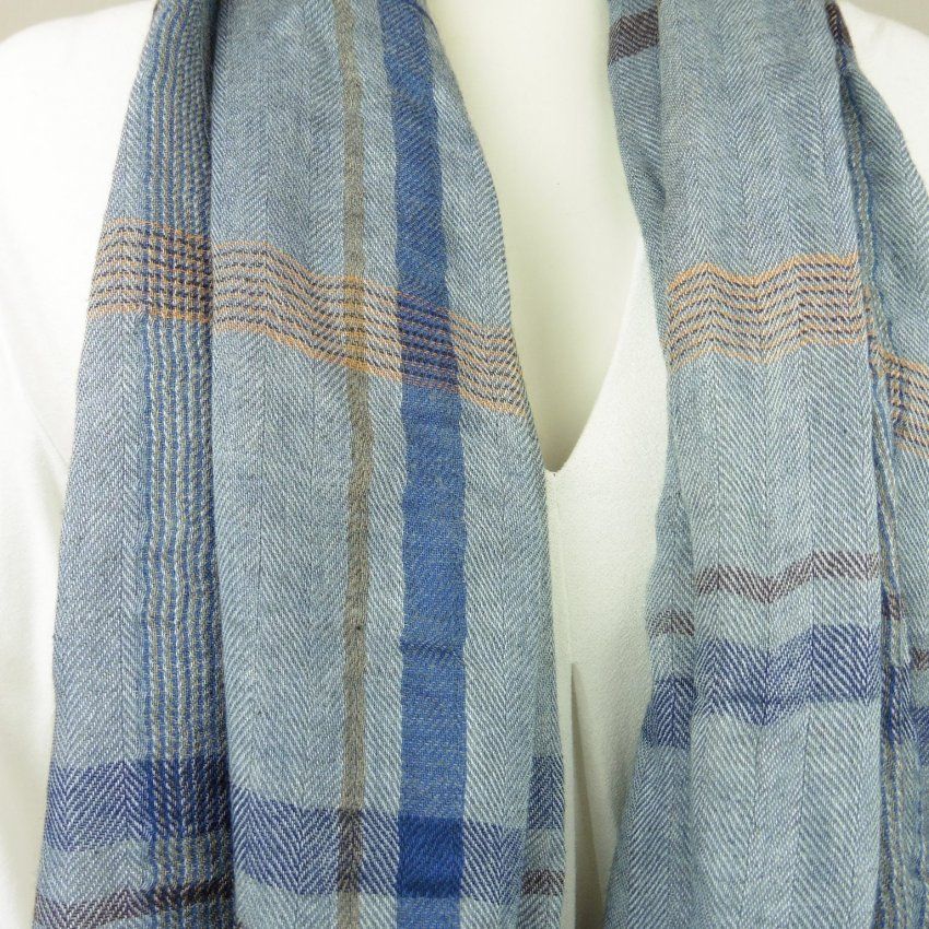 Foulard fino cuadros azul de Boccola