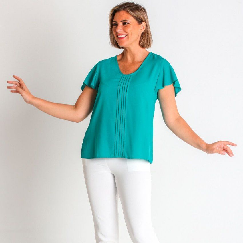 Blusa verde esmeralda de Lourdes Castillo