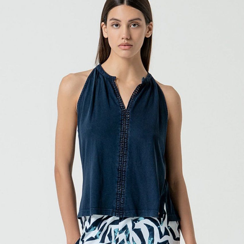 Camiseta algodón azul tinta de Surkana