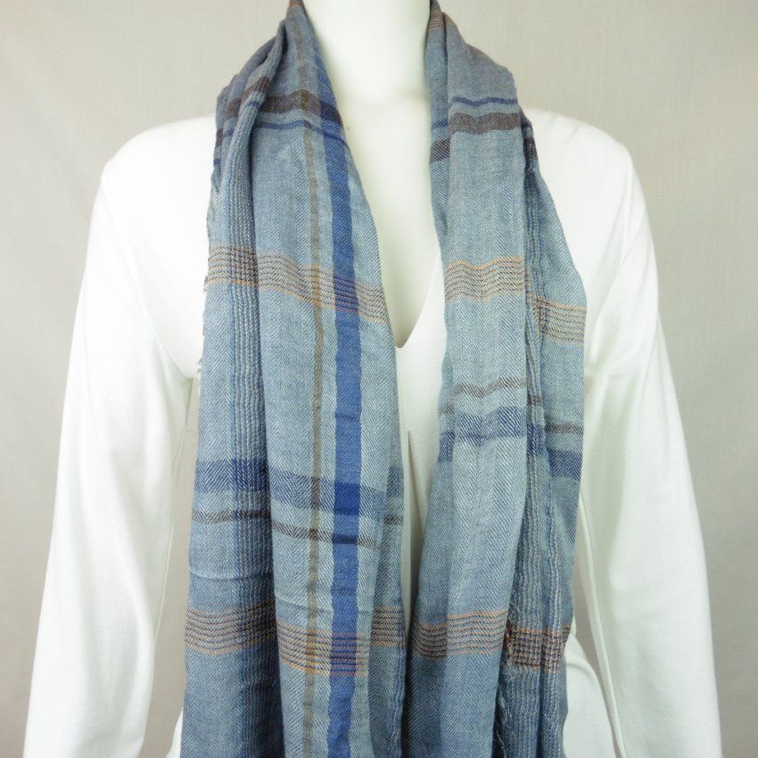 Foulard fino cuadros azul de Boccola