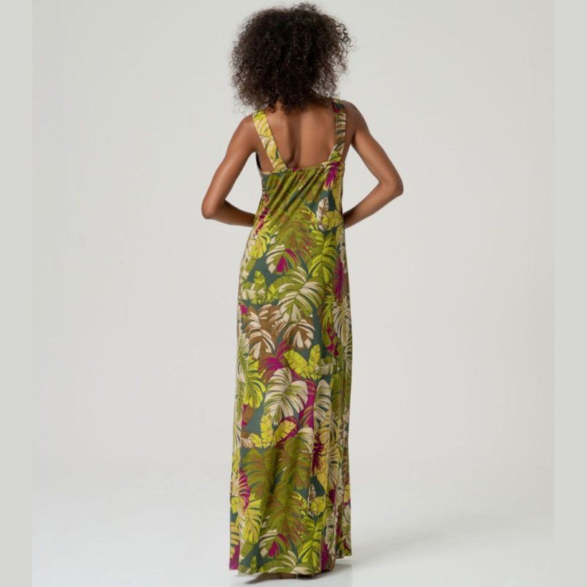 Vestido largo estampado hojas de Surkana