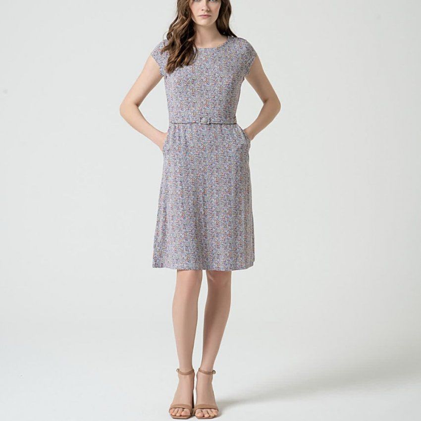 Vestido manga caída rayotes de Surkana