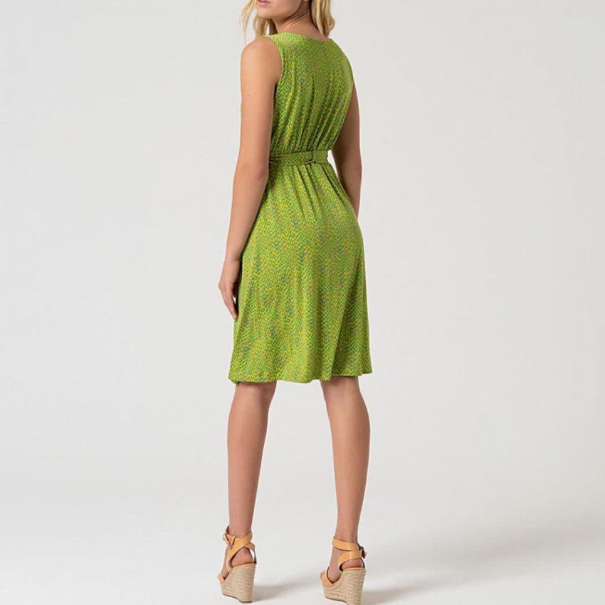 Vestido estampado pequeño verde y naranja de Surkana