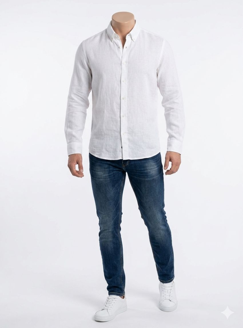 Camisa lino blanca de Dos Galgos
