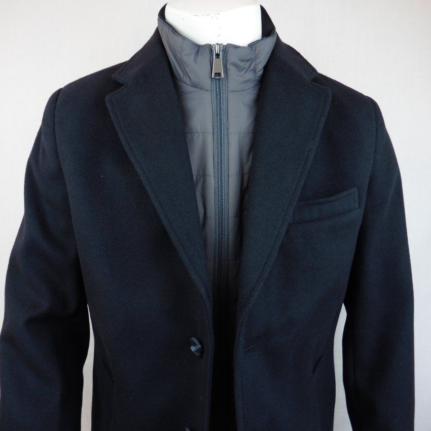 Chaquetón largo paño marino de Alexander & Co