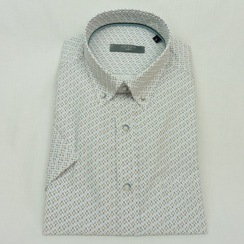 Camisa dibujo pequeño marrón y azul de Corsare