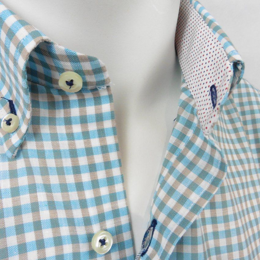 Camisa m/c cuadros turquesa de VNTO