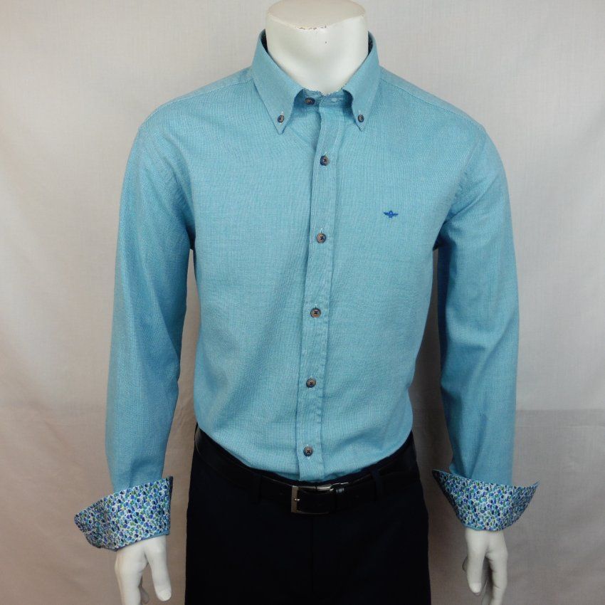 Camisa micro cuadrados turquesa de Corsare
