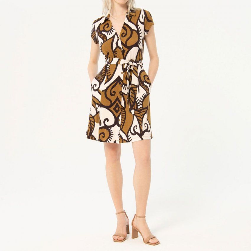 Vestido hojas grandes camel de Surkana