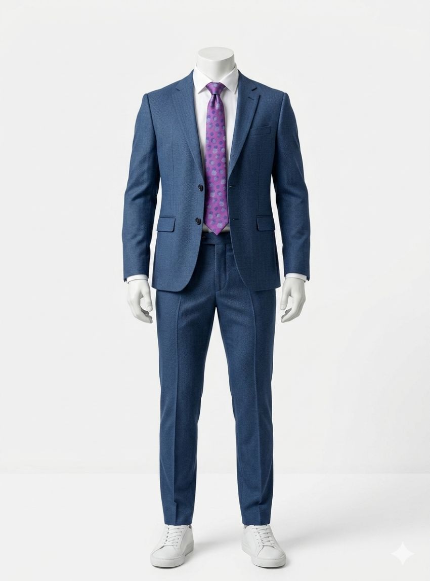 Traje azul tinta mini puntos de True Man