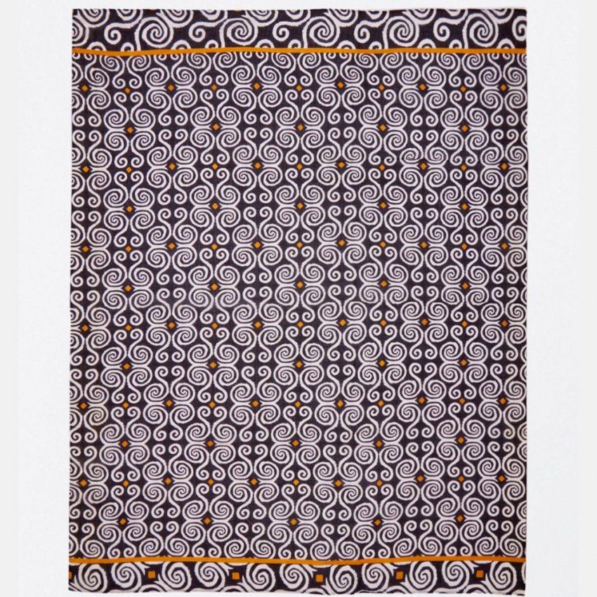 Pañuelo espirales blanco y negro con ocre de Surkana