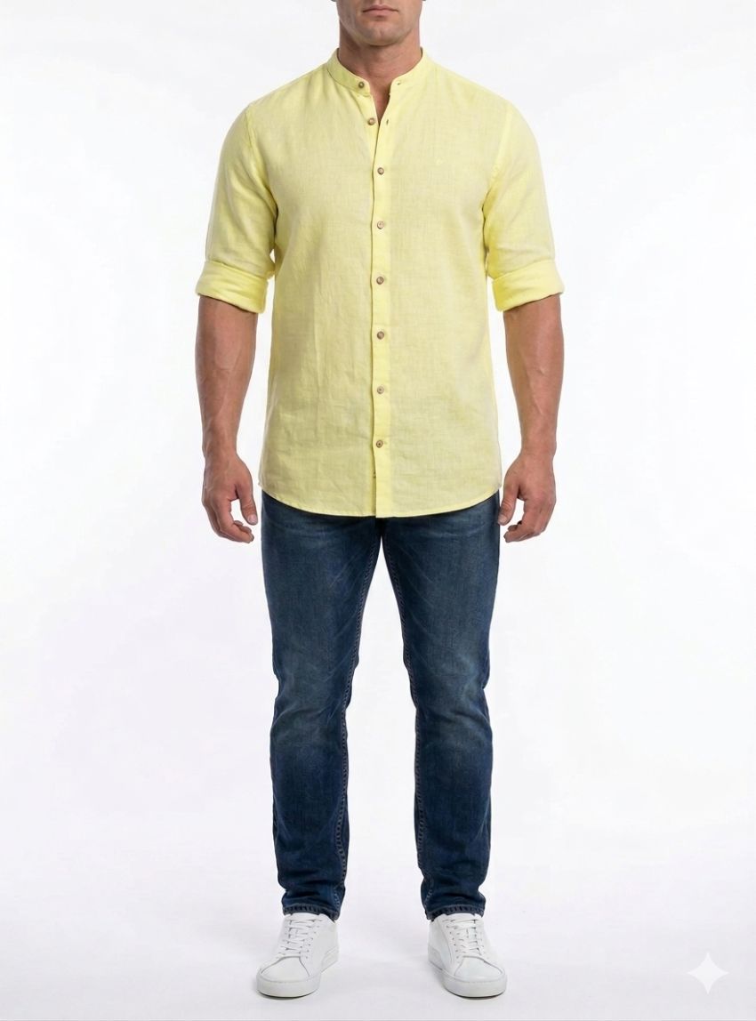 Camisa lino amarilla de Yellow Skin