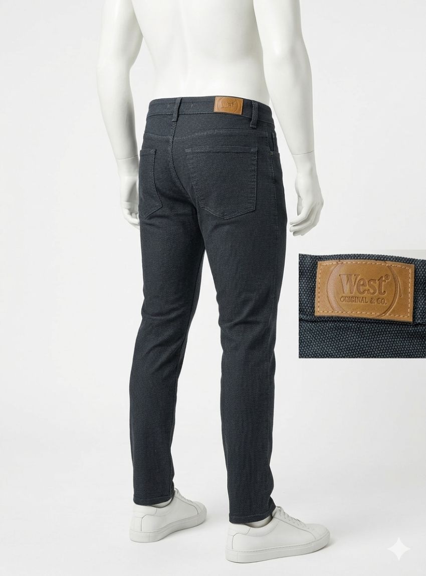 Pantalón 5 bolsillos azul dibujo de West