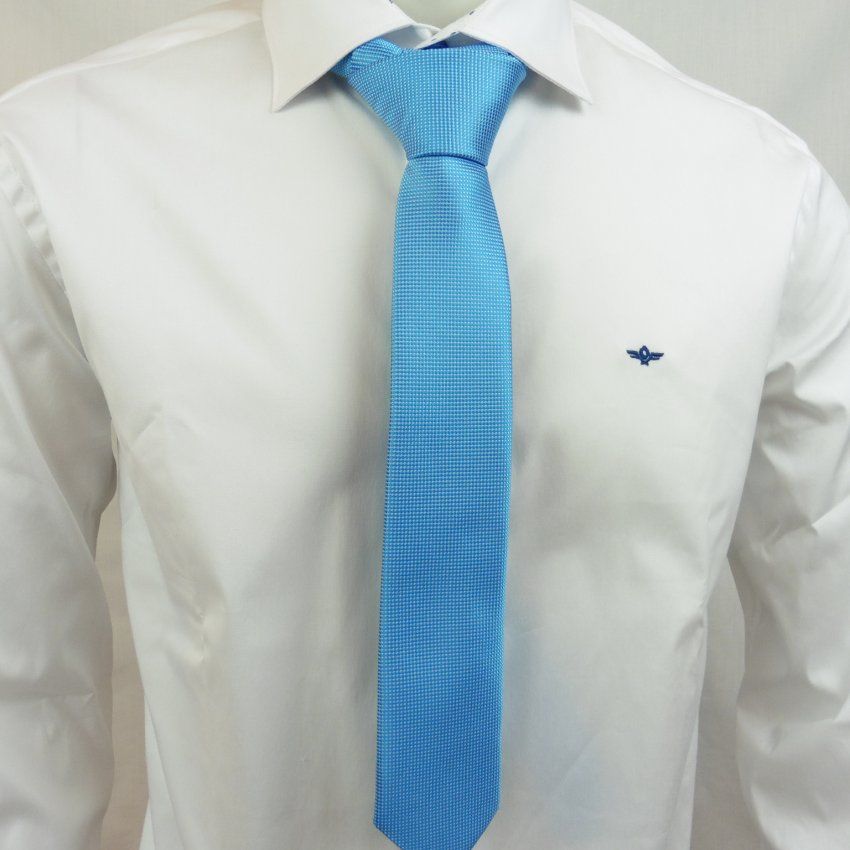 Corbata azul con mini puntos blancos de Boccola