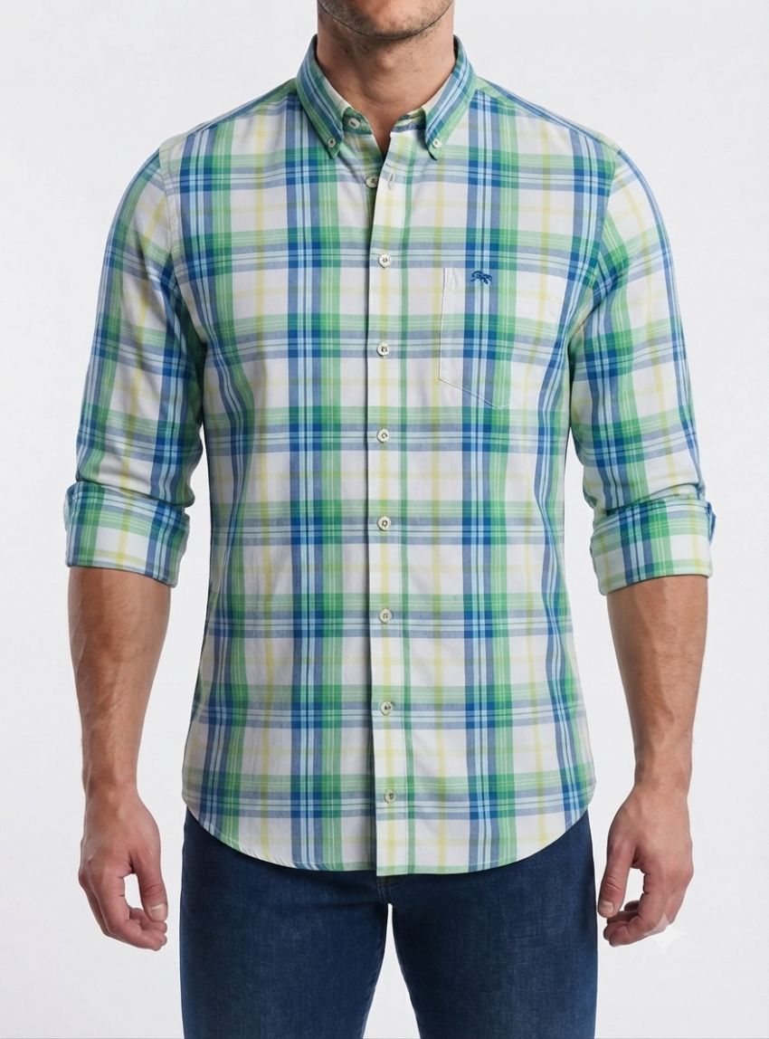 Camisa cuadros verdes de Dos Galgos