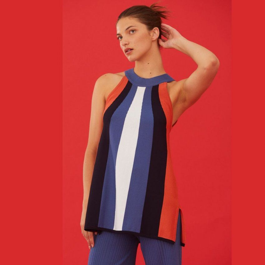 Top de punto de rayas anchas de WNT Collection