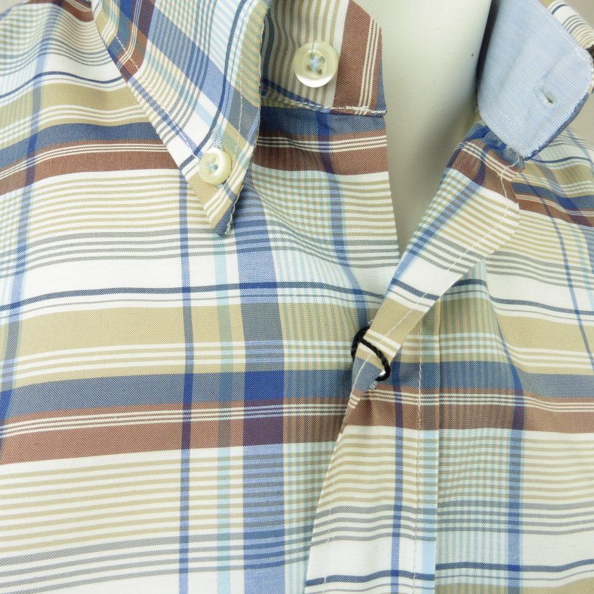Camisa m/c cuadros azul marrón de VNTO