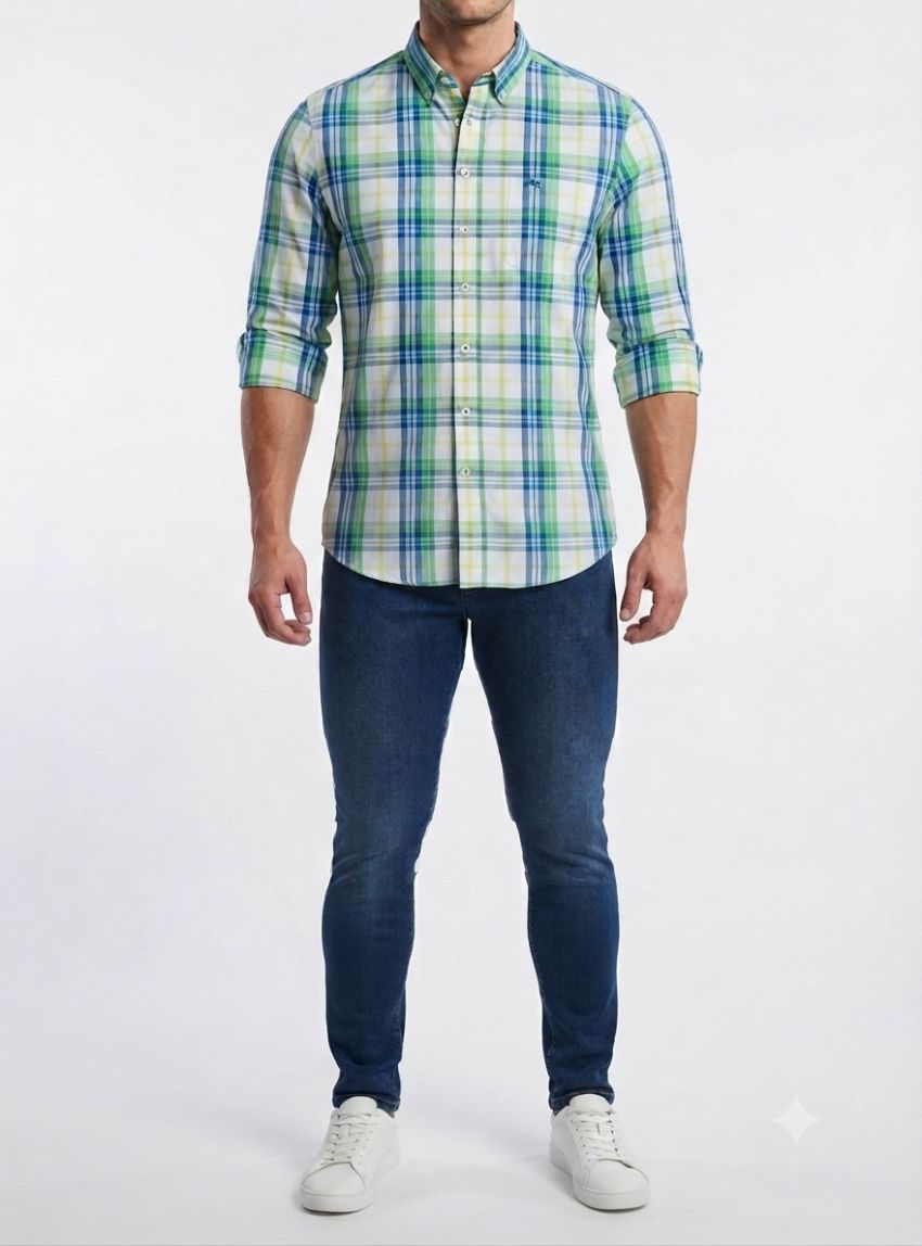 Camisa cuadros verdes de Dos Galgos