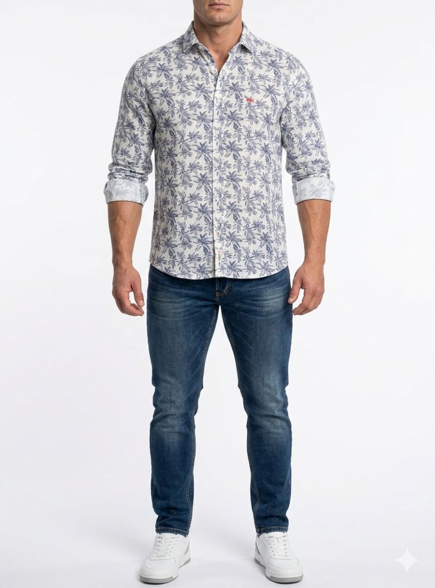 Camisa flores azules  de Dark & Fish