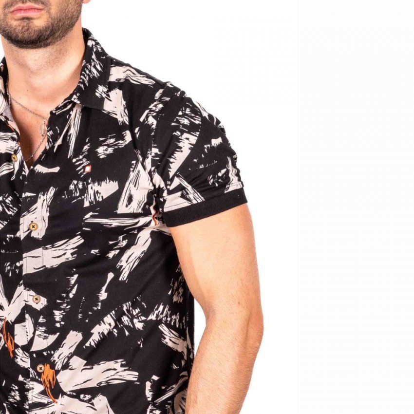 Camisa Polo negra estampada de Yellow Skin