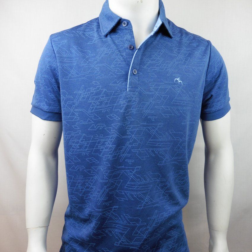 Polo azul dibujos geométricos de Dos Galgos
