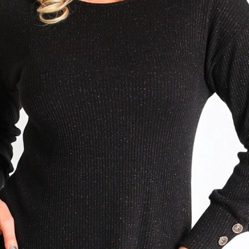 Jersey canalé negro lúrex  de Lourdes Castillo