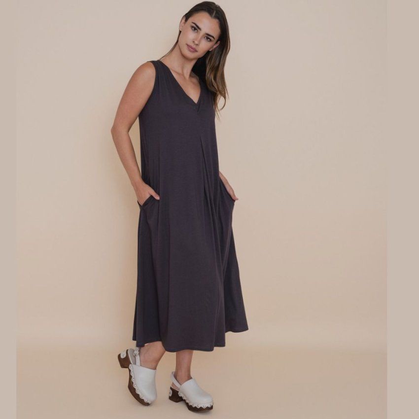 Vestido algodón gris oscuro de WNT Collection