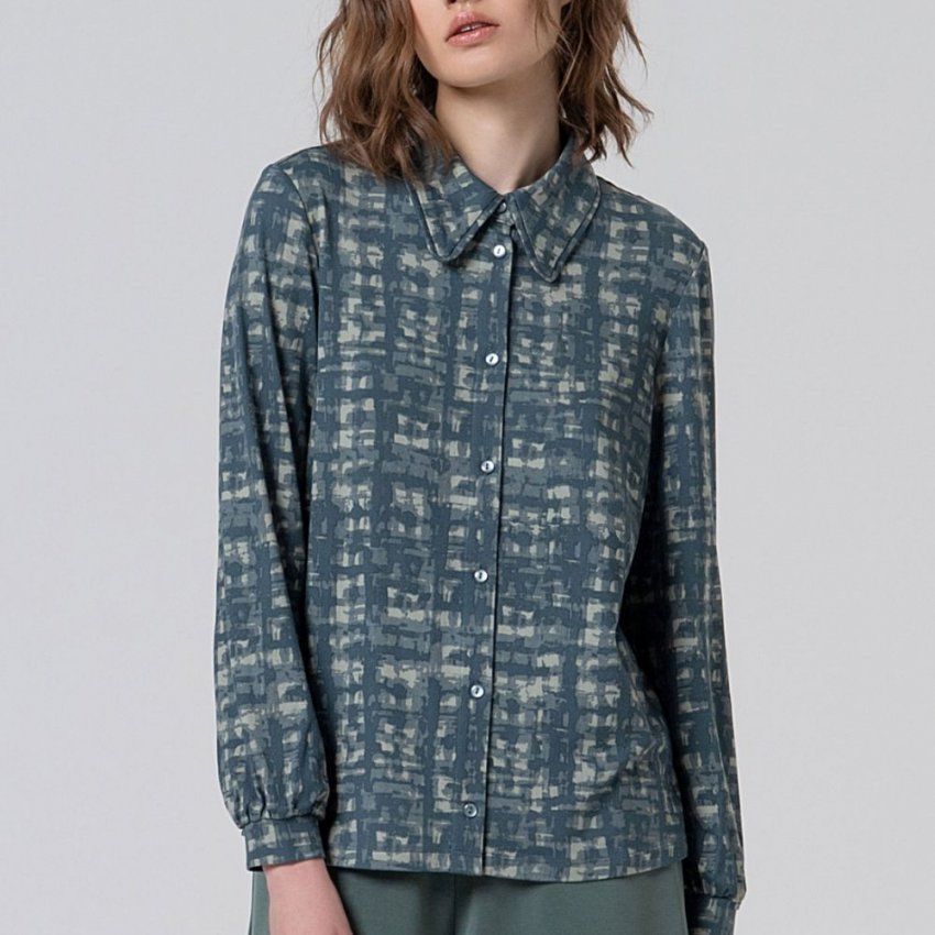 Camisa de punto tacto cálido estampado difuminado de Surkana