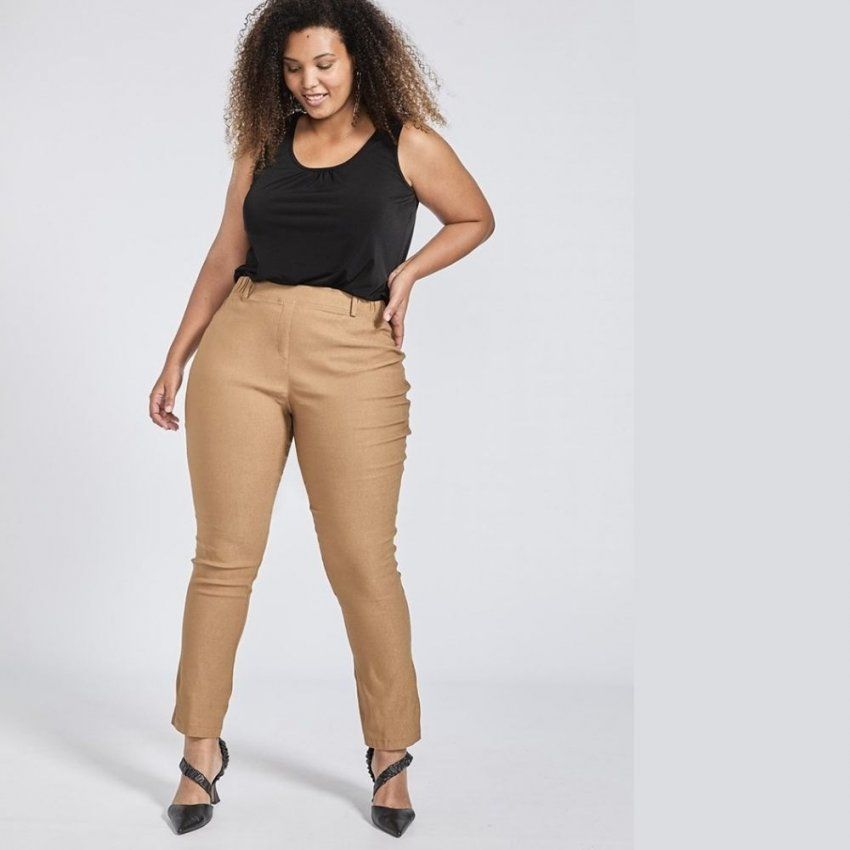 Pantalón elástico camel de SPG Woman