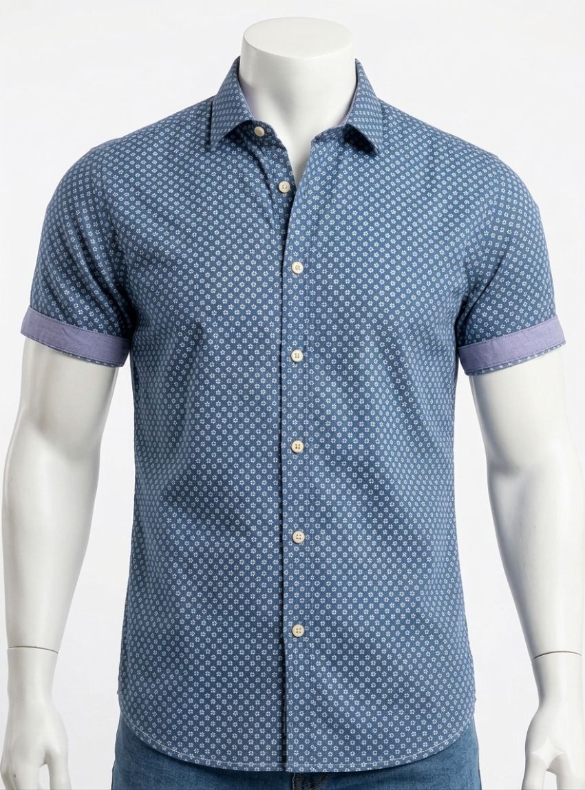 Camisa azul dibujo redondo de Corsare