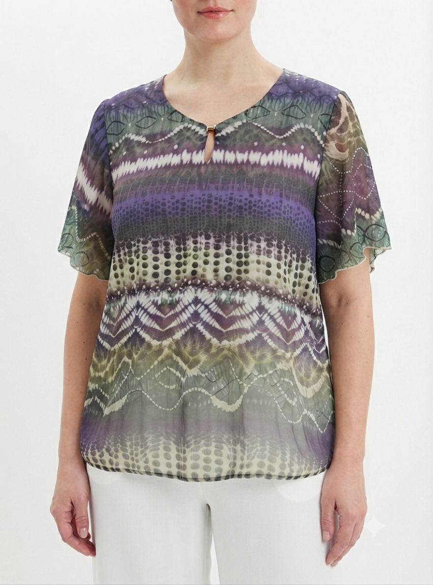 Camiseta tul tonos morados de Lourdes Castillo