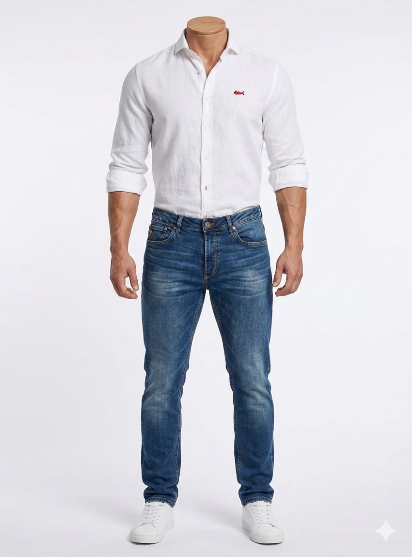 Camisa blanca lino de Dark & Fish
