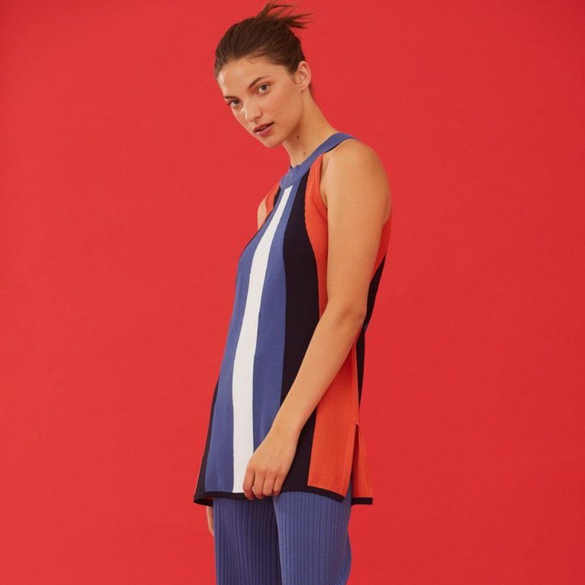 Top de punto de rayas anchas de WNT Collection