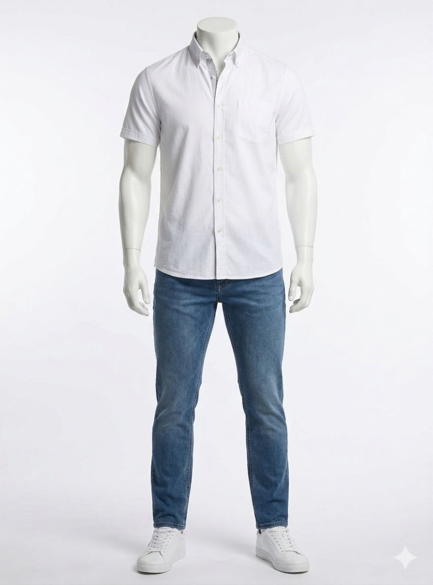 Camisa blanca raya al tono de Corsare
