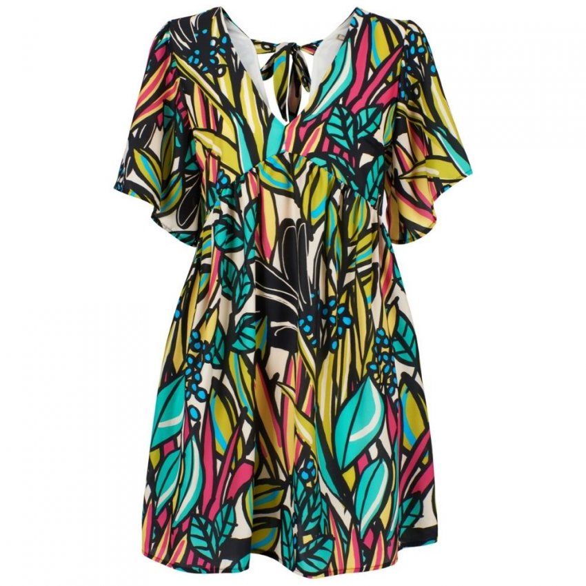 Vestido corto hojas grandes de Yes Zee