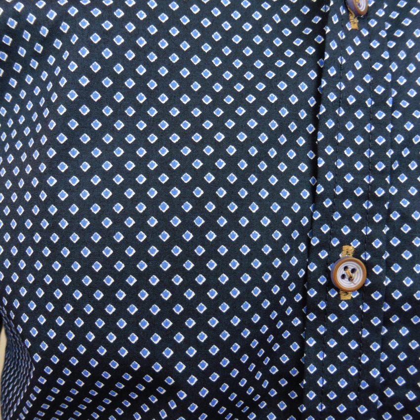 Camisa mini rombos azul y blanco de Yellow Skin