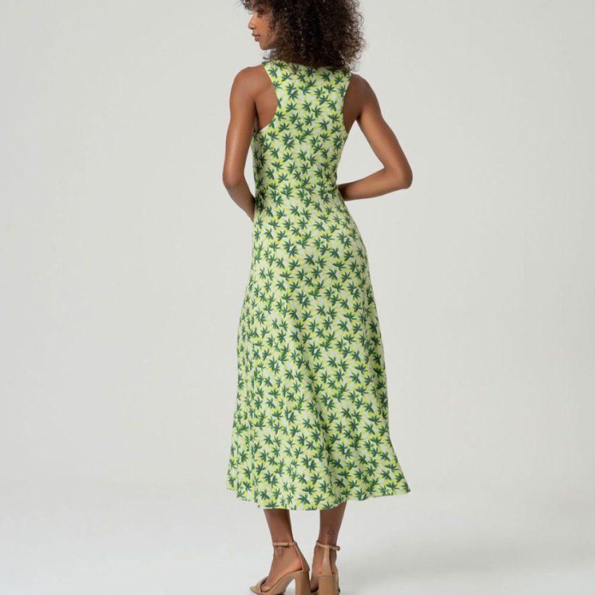 Vestido largo flores lima y verde de Surkana