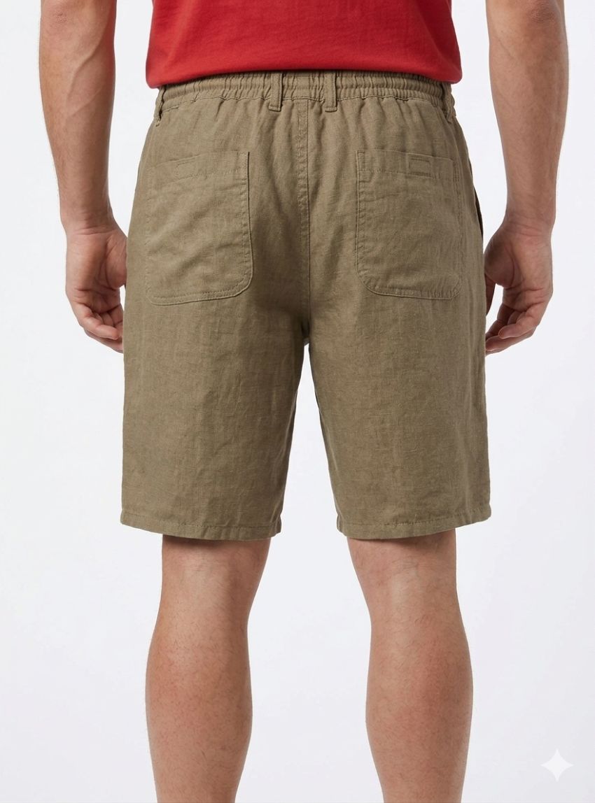 Pantalón corto lino goma verde de Tayron's