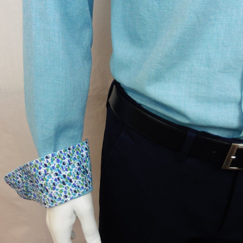 Camisa micro cuadrados turquesa de Corsare