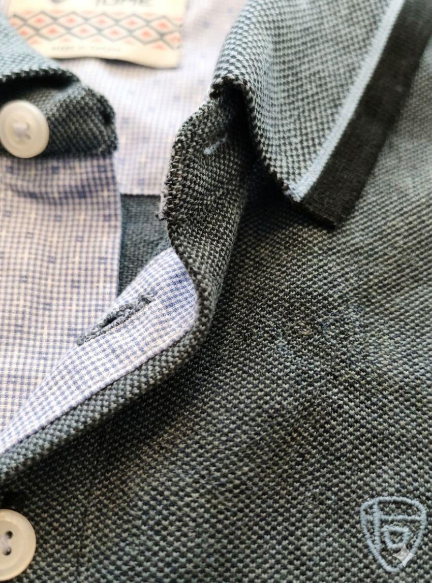 Polo mini puntos azul marino y azul tejano de Tomé