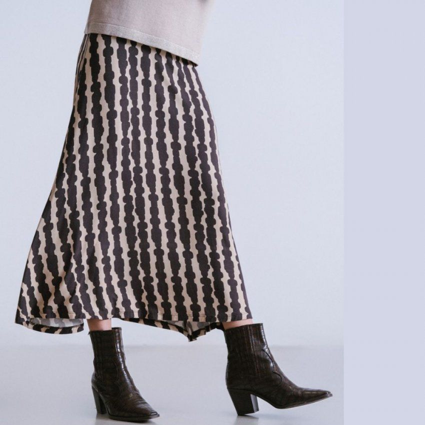 Falda larga beige dibujo marrón de WNT Collection