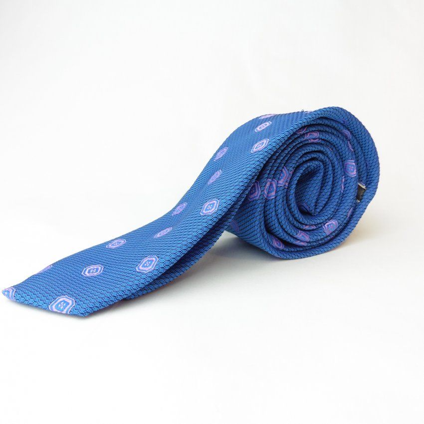 Corbata en color azulon con dibujo lila de Boccola