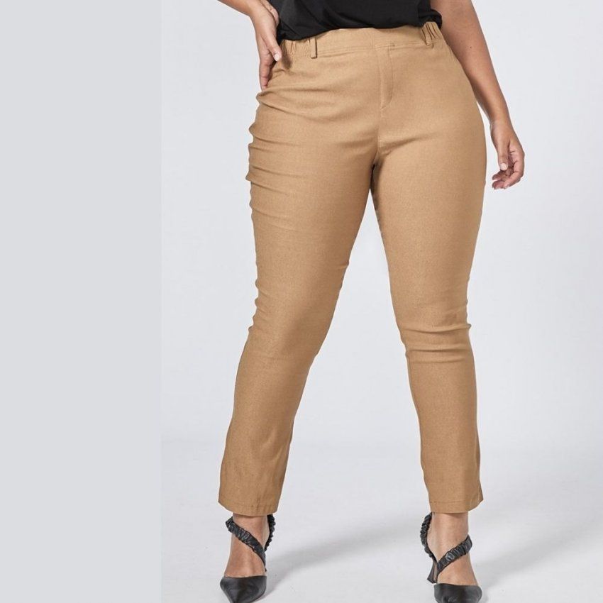 Pantalón elástico camel de SPG Woman