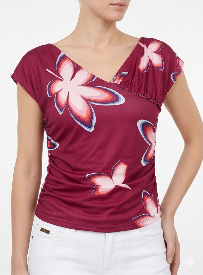 Camiseta drapeada estampada de WNT Collection
