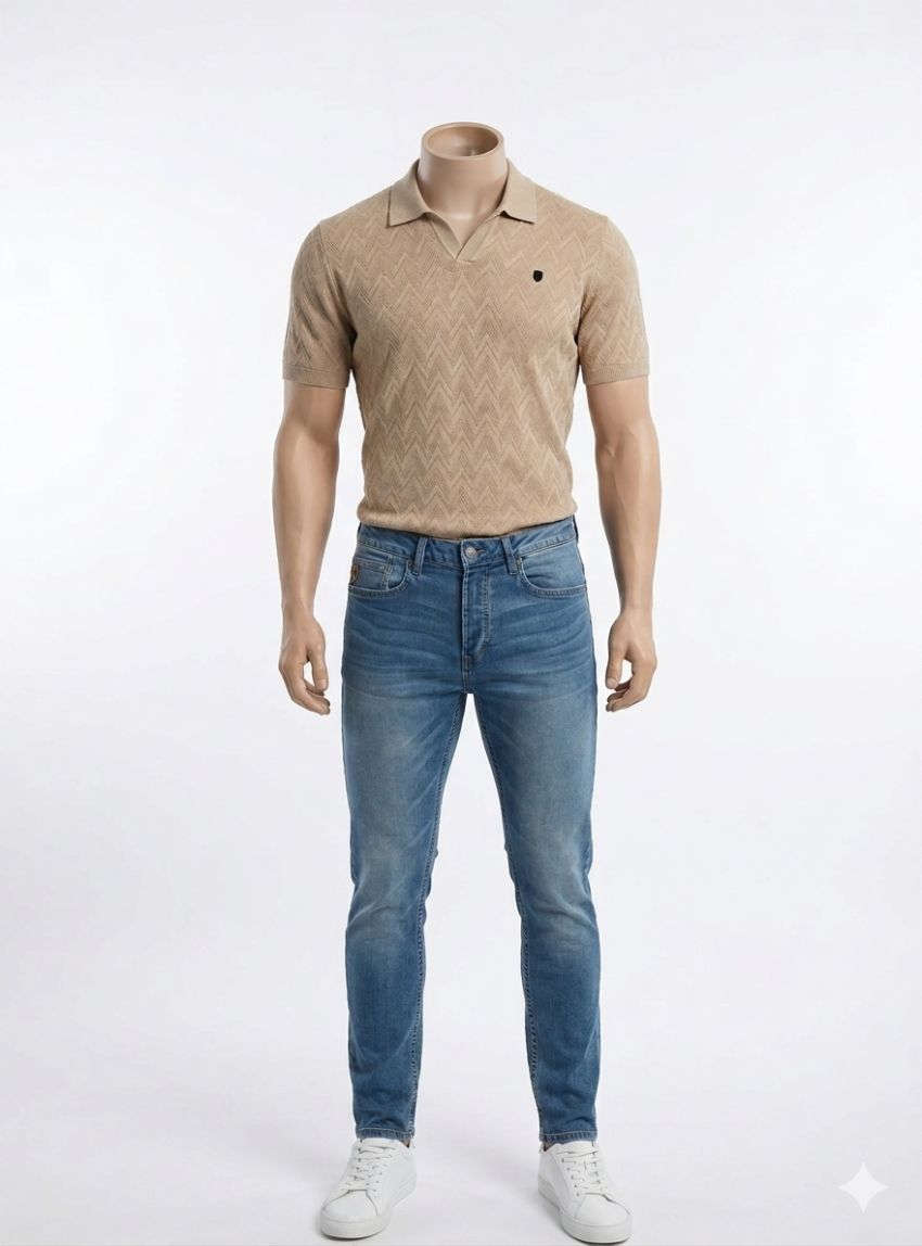 Polo beige de punto de Dark & Fish