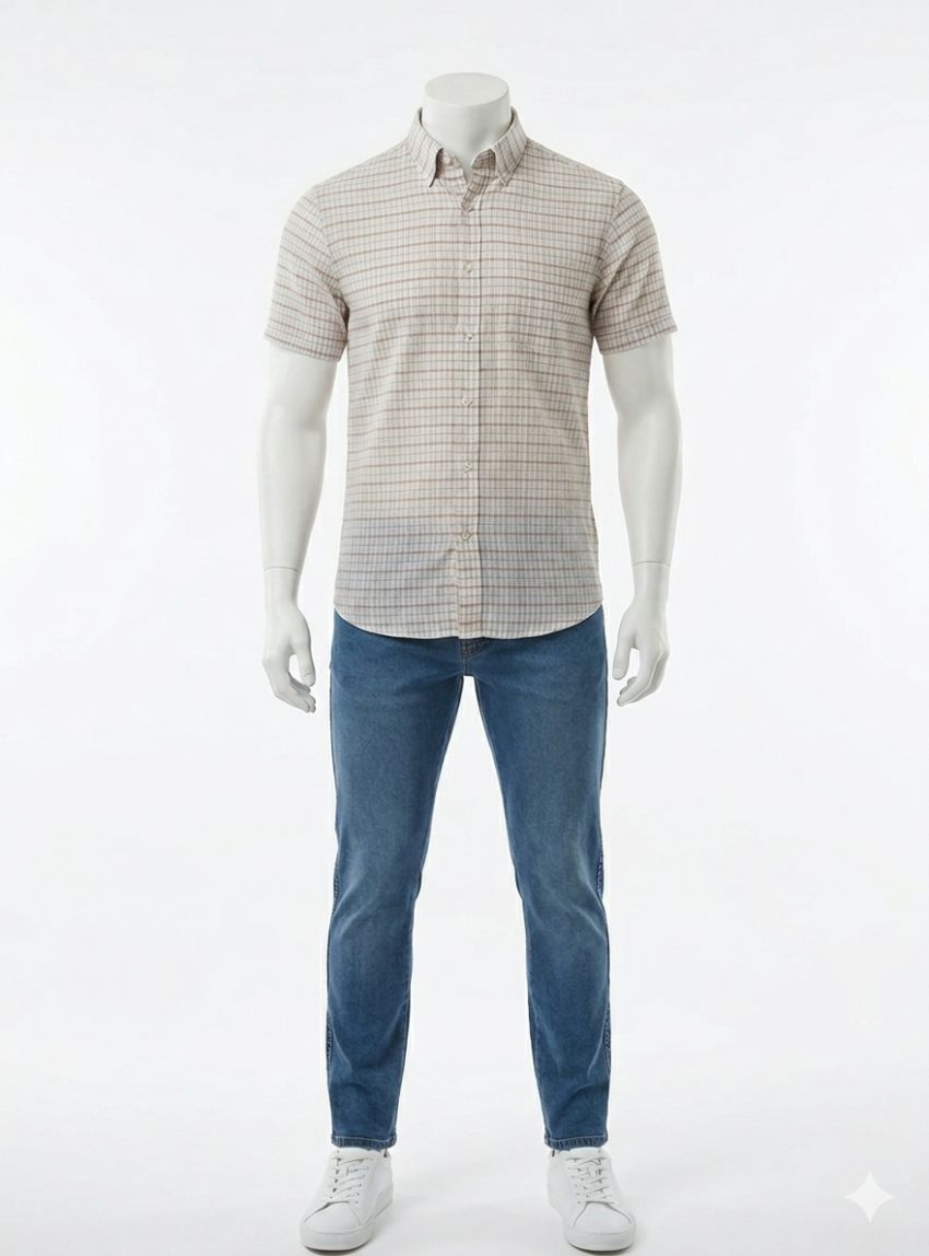 Camisa cuadros rosa, celeste y beige de Corsare