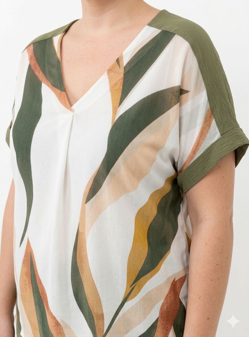 Camiseta tul estampado verde de Nayat