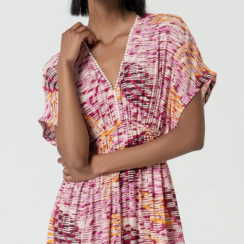 Vestido largo estampado tonos rosas de Surkana