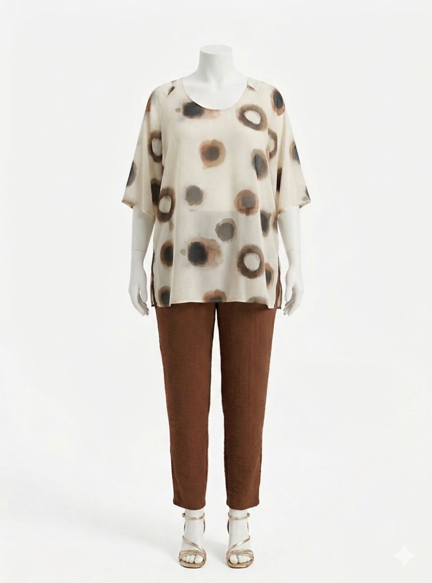 Blusa crudo manchas marrones y negras de Nayat