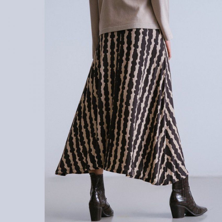 Falda larga beige dibujo marrón de WNT Collection